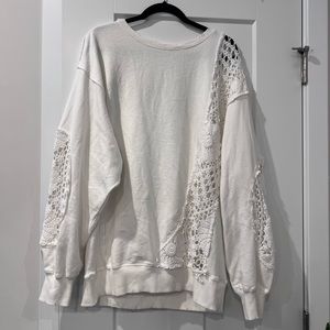 Free people we the free crochet sweatshirt